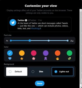 Screenshot of Twitter's new setting